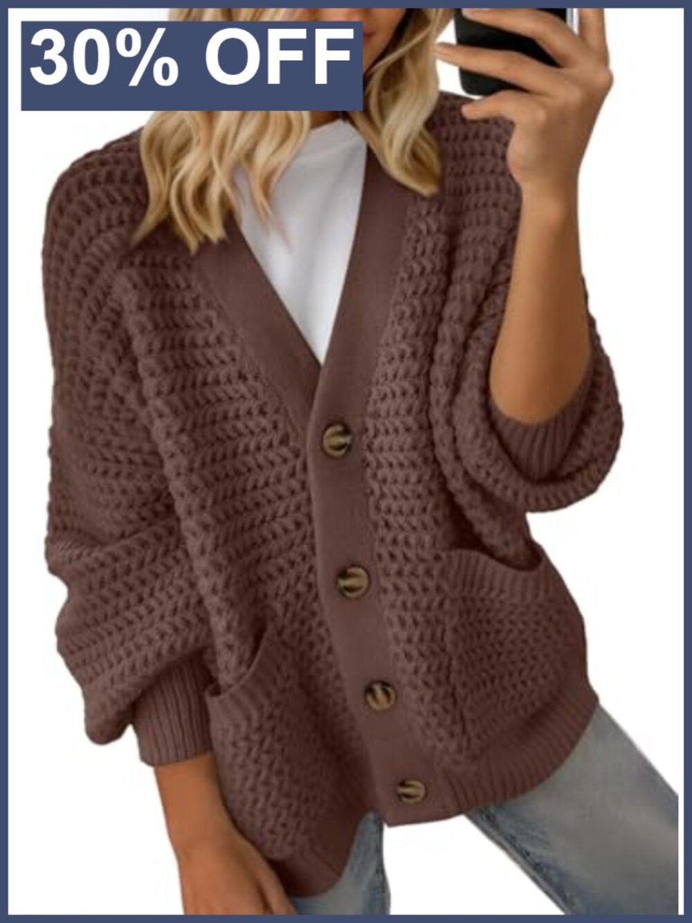 Dokotoo Women's Open Front Long Sleeve Chunky Knit Cardigan Sweater